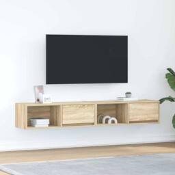 Berkfield Home TV Cabinets 2 pcs Sonoma Oak 80x31x25.5 cm Engineered Wood in Natural - thumbnail 1