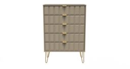 Ready Assembled 2 U Metro 5 Drawer Chest (Ready Assembled) in Light Brown