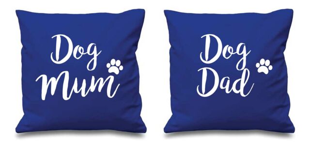 "60 SECOND MAKEOVER Dog Mum Dog Dad BlueCushion Covers 16"" x 16"" Couples Cushions Valentines Anniversary Boyfriend in Blue - Size: 40 cm x 40 cm"