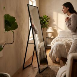 Harbour Housewares Square Full-Length Mirror - Freestanding Mirror for Bedrooms, Hallways in Black - thumbnail 9