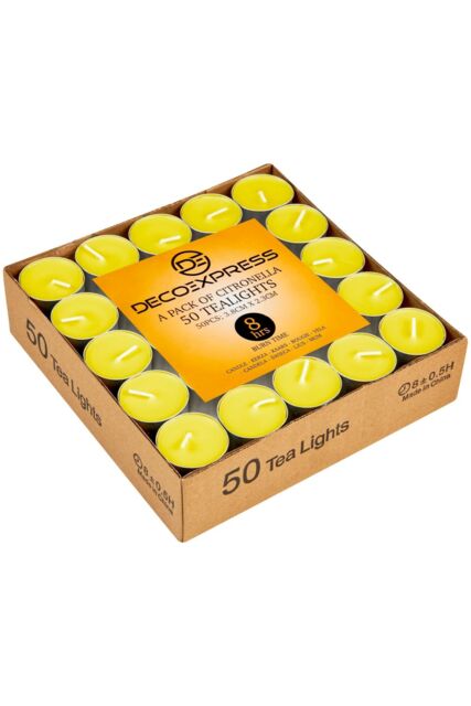 Deco Express Citronella Candles 8 Hours Pack of 50 in Yellow - image 1