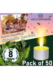 Deco Express Citronella Candles 8 Hours Pack of 50 in Yellow - thumbnail 4