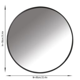 Dibor Contemporary Large Circular Iron Decorative Wall Mounted Mirror Outdoor Garden Framed Mirror 90cm in Black - thumbnail 2