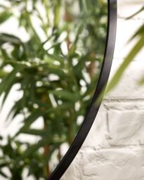 Dibor Contemporary Large Circular Iron Decorative Wall Mounted Mirror Outdoor Garden Framed Mirror 90cm in Black - thumbnail 4