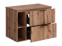 Vente-unique Striped Floating Vanity Unit With Niches - Light Natural - W80 Cm in Light Oak - thumbnail 5