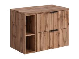 Vente-unique Striped Floating Vanity Unit With Niches - Light Natural - W80 Cm in Light Oak - thumbnail 1