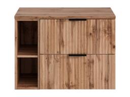Vente-unique Striped Floating Vanity Unit With Niches - Light Natural - W80 Cm in Light Oak - thumbnail 3
