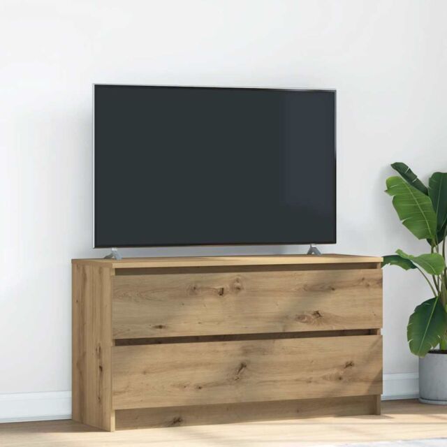 Berkfield Home TV Cabinet Artisan Oak 100x35x54 cm Engineered Wood in Brown - Size: 100 x 35 x 54 cm - image 1