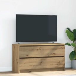 Berkfield Home TV Cabinet Artisan Oak 100x35x54 cm Engineered Wood in Brown - Size: 100 x 35 x 54 cm - thumbnail 1