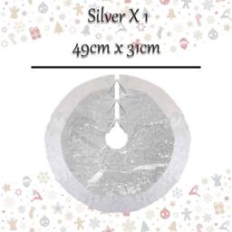 VFM e-Store Christmas Sequin Tree Skirt Decoration 49cm x 31cm Silver X 1 - Size: 49 cm x 31 cm - thumbnail 2