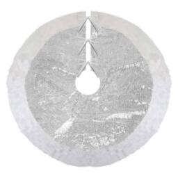 VFM e-Store Christmas Sequin Tree Skirt Decoration 49cm x 31cm Silver X 1 - Size: 49 cm x 31 cm