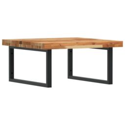 Berkfield Home Basin Shelf Wall Mounted Steel & Solid Wood Acacia in Brown - thumbnail 2