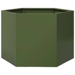 Berkfield Home Durable Garden Planter Olive Green Hexagon 69x60x45 cm Steel - Size: 69 x 60 x 45 cm - thumbnail 3