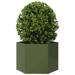 Berkfield Home Durable Garden Planter Olive Green Hexagon 69x60x45 cm Steel - Size: 69 x 60 x 45 cm