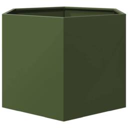 Berkfield Home Durable Garden Planter Olive Green Hexagon 69x60x45 cm Steel - Size: 69 x 60 x 45 cm - thumbnail 4