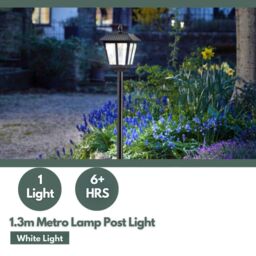 Marco Paul 1.3m Black Steel Solar Powered Victorian Style Lamp Post - thumbnail 4