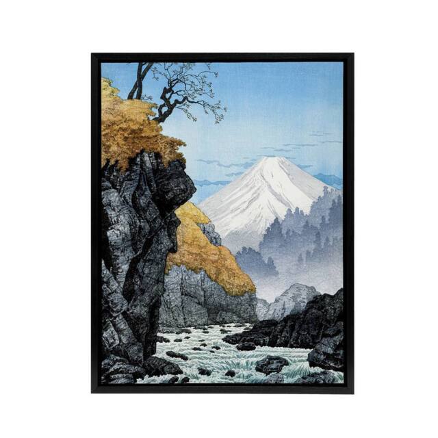 "Artery8 Foot Of Mount Ashitaka Framed Canvas Wall Art Print Hiroaki Takahashi in Blue - Size: W18"" x H24""" - image 1