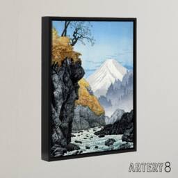 "Artery8 Foot Of Mount Ashitaka Framed Canvas Wall Art Print Hiroaki Takahashi in Blue - Size: W18"" x H24""" - thumbnail 2
