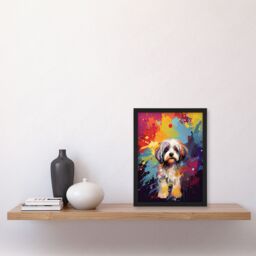 "Artery8 Wall Art Print Shih Tzu Dog Lover Gift Pet Portrait Colourful Artwork Painting Art Framed - Size: W12"" x H16""" - thumbnail 4