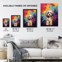 "Artery8 Wall Art Print Shih Tzu Dog Lover Gift Pet Portrait Colourful Artwork Painting Art Framed - Size: W12"" x H16""" - thumbnail 3