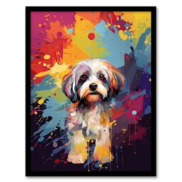 "Artery8 Wall Art Print Shih Tzu Dog Lover Gift Pet Portrait Colourful Artwork Painting Art Framed - Size: W12"" x H16""" - thumbnail 1