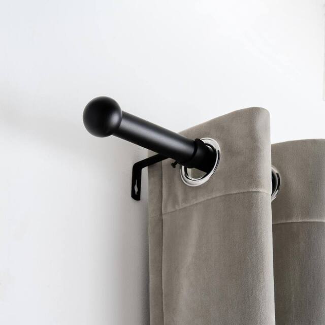 OHS Curtain Pole Extendable 28mm Metal Finnials Ball End Rod Fittings in Black - Size: 220 cm - image 1