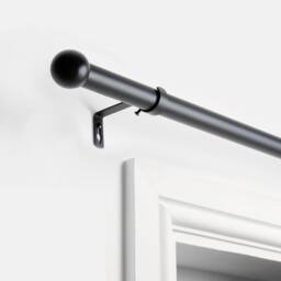 OHS Curtain Pole Extendable 28mm Metal Finnials Ball End Rod Fittings in Black - Size: 220 cm - thumbnail 2