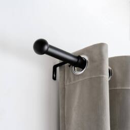 OHS Curtain Pole Extendable 28mm Metal Finnials Ball End Rod Fittings in Black - Size: 220 cm - thumbnail 1