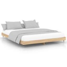 Berkfield Home Bed Frame Sonoma Oak 120x200 cm Engineered Wood in Brown - Size: Small Double - thumbnail 1