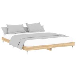Berkfield Home Bed Frame Sonoma Oak 120x200 cm Engineered Wood in Brown - Size: Small Double - thumbnail 4