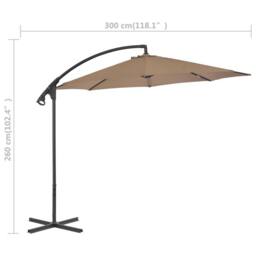 Berkfield Home Cantilever Umbrella with Steel Pole 300 cm Taupe in Beige - thumbnail 7