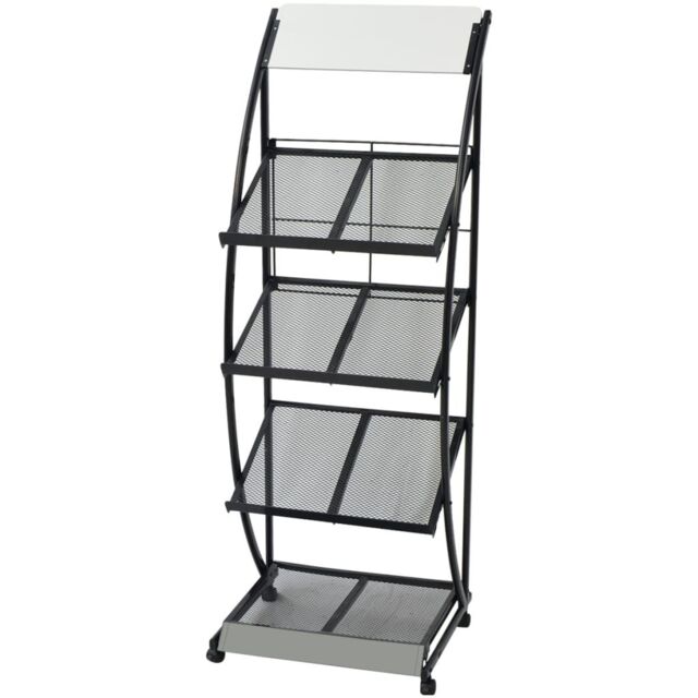 Berkfield Home Magazine Rack 47x40x134 cm Black & White A4 - Size: 47 x 40 x 134 cm - image 1