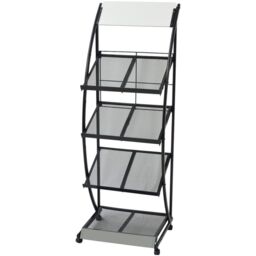 Berkfield Home Magazine Rack 47x40x134 cm Black & White A4 - Size: 47 x 40 x 134 cm - thumbnail 1