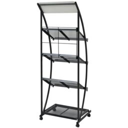 Berkfield Home Magazine Rack 47x40x134 cm Black & White A4 - Size: 47 x 40 x 134 cm - thumbnail 3