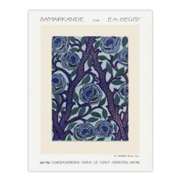 "Artery8 Vintage Rose Bush Flower Pattern Vintage Wall Art Print Seguy in Blue - Size: W12"" x H16""" - thumbnail 1