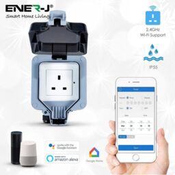 ENER-J Smart 1 Gang 13A Wall Socket WiFi Weatherproof Outdoor Socket Grey 240V in White - thumbnail 2