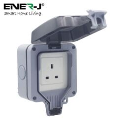 ENER-J Smart 1 Gang 13A Wall Socket WiFi Weatherproof Outdoor Socket Grey 240V in White - thumbnail 3