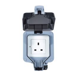 ENER-J Smart 1 Gang 13A Wall Socket WiFi Weatherproof Outdoor Socket Grey 240V in White - thumbnail 1