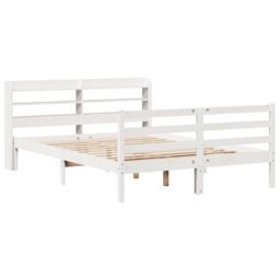 Berkfield Home Bed Frame with Headboard without Mattress White 135x190 cm Double - thumbnail 3