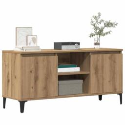 Berkfield Home TV Cabinet Artisan Oak 102x35x50 cm Engineered Wood in Brown - Size: 102 x 35 x 50 cm - thumbnail 2