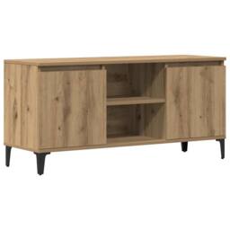 Berkfield Home TV Cabinet Artisan Oak 102x35x50 cm Engineered Wood in Brown - Size: 102 x 35 x 50 cm - thumbnail 3