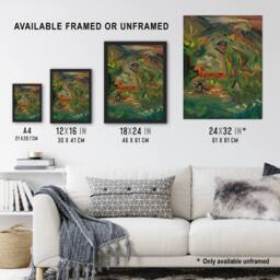 "Artery8 Walking Hunter Huntsman With Dogs Kubincan Wall Art Poster Print in Green - Size: W12"" x H16""" - thumbnail 3