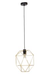 Orsina Polished Chrome Pendant Light, Triangle Cage Frame Hanging Ceiling Light For Kitchen, Ceiling Mounted Lamp in Gold - thumbnail 5