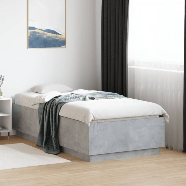 Berkfield Home Bed Frame without Mattress Concrete Grey 90x190 cm Single - image 1