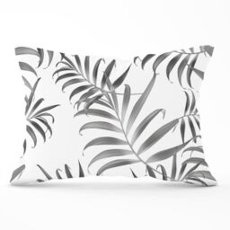 Warren Reed - Designer Hawaiian Style Palm Leaves Cushions in Grey - Size: 45 cm x 45 cm - thumbnail 1