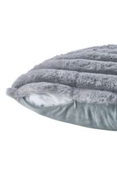 Living and Home 45x45cm Brushed Fabric Cushion Fluffy Striped Throw Pillow in Grey - Size: 45x45 cm - thumbnail 6