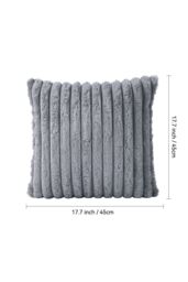Living and Home 45x45cm Brushed Fabric Cushion Fluffy Striped Throw Pillow in Grey - Size: 45x45 cm - thumbnail 3