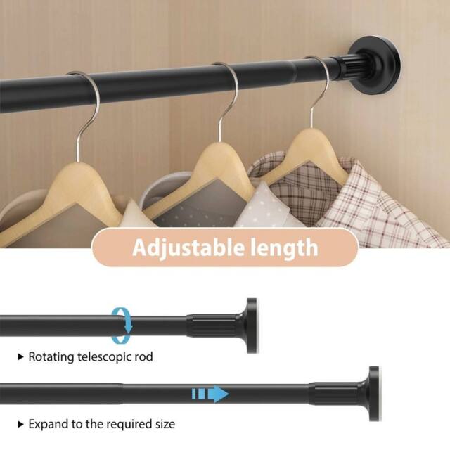 FORGEVIO Extendable Spring Tension Curtain Rod 70-120cm Voile Net Rail in Black - image 1