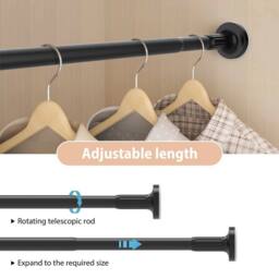 FORGEVIO Extendable Spring Tension Curtain Rod 70-120cm Voile Net Rail in Black - thumbnail 1