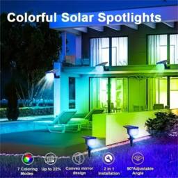 Kelvenix 8X RGB LED Solar Spot Light, Outdoor Garden Stake Pathway Lamp - thumbnail 3